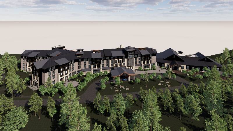 rendering of a large hotel on a mountain