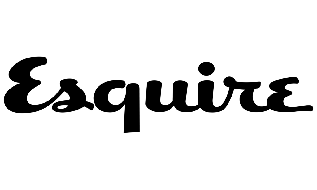 black logo spelling out the word esquire in a cursive style type face